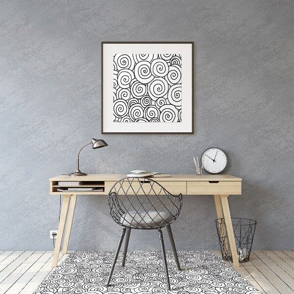 Office chair mat Black and white swirls