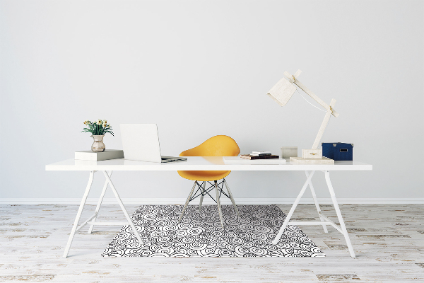 Office chair mat Black and white swirls