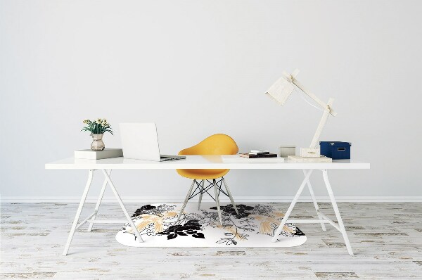Desk chair mat golden birds