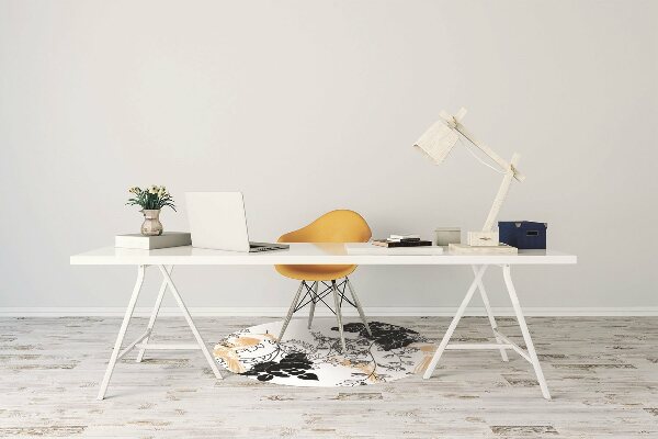 Desk chair mat golden birds