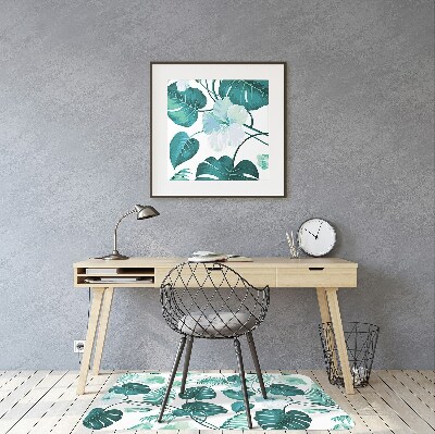 Office chair mat tropical leaves