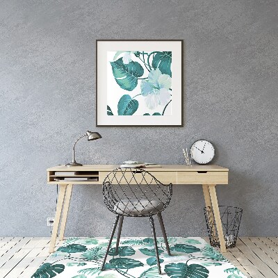 Office chair mat tropical leaves