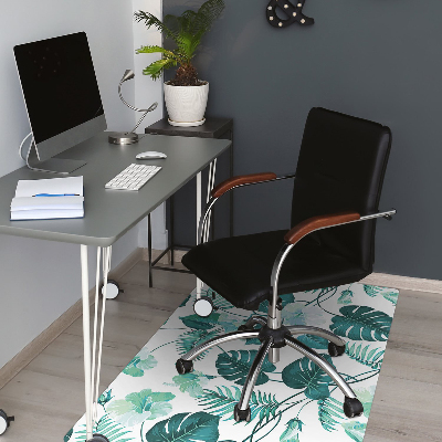 Office chair mat tropical leaves