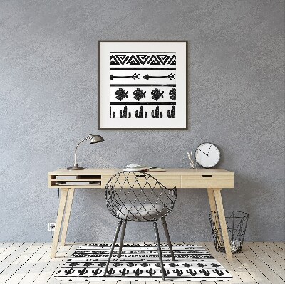 Office chair mat Boho black and white