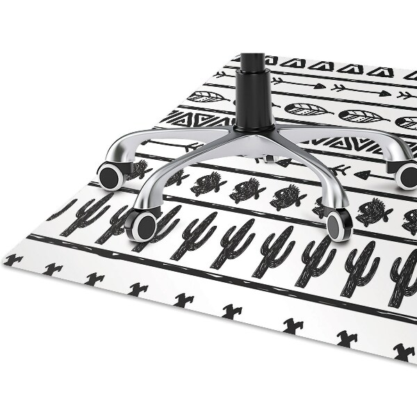 Office chair mat Boho black and white