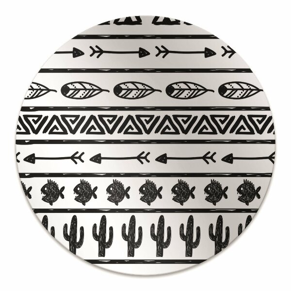 Office chair mat Boho black and white