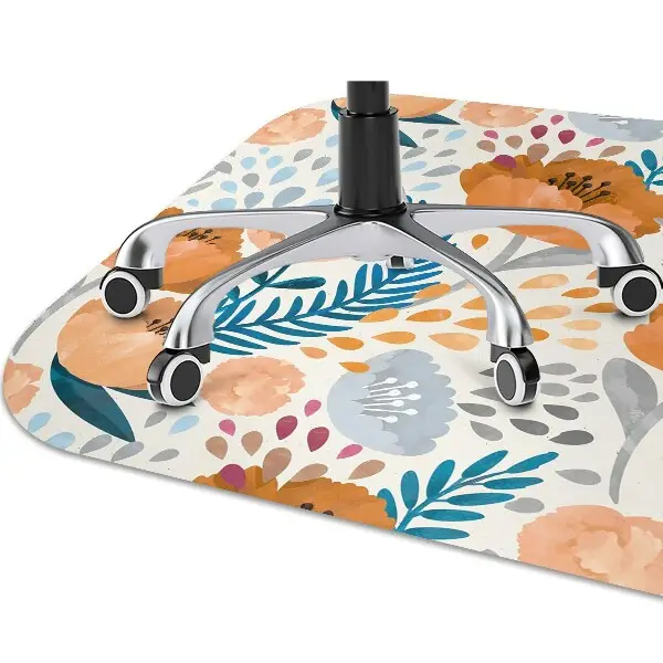 Desk chair mat painted poppies