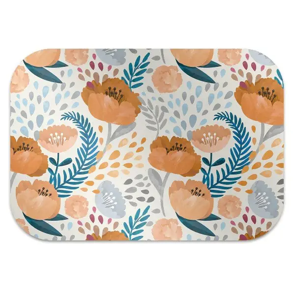 Desk chair mat painted poppies