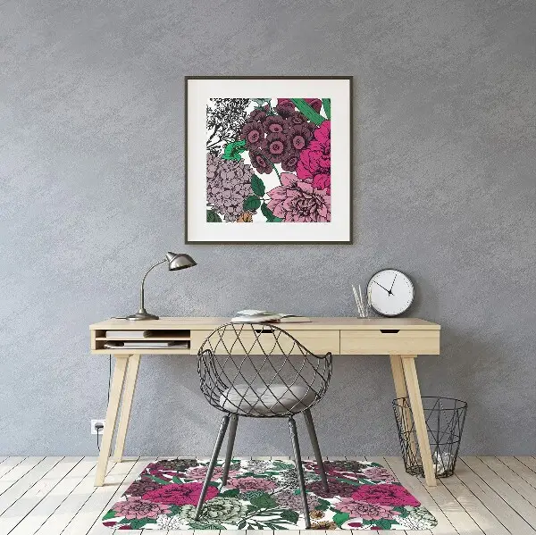 Office chair floor protector Vintage flowers