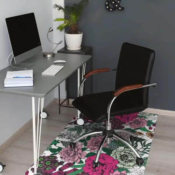 Office chair floor protector Vintage flowers