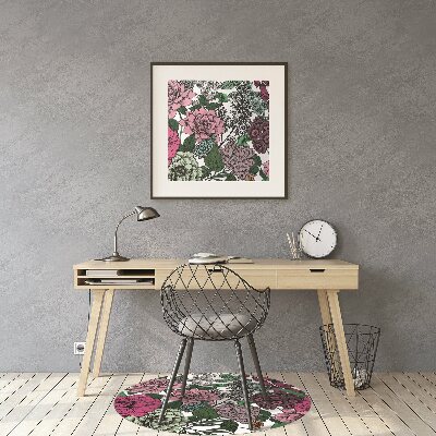 Office chair floor protector Vintage flowers