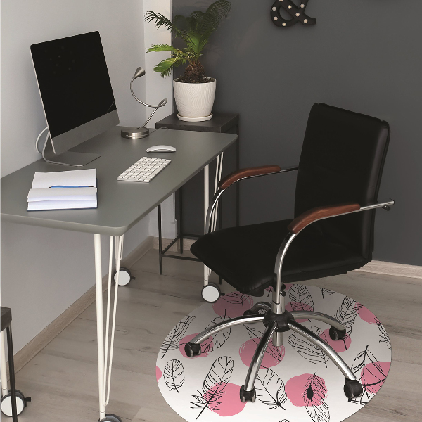 Office chair floor protector Feathers and dots
