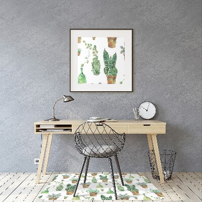 Chair mat floor panels protector painted cacti