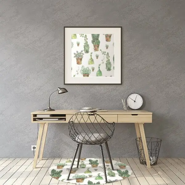 Chair mat floor panels protector painted cacti