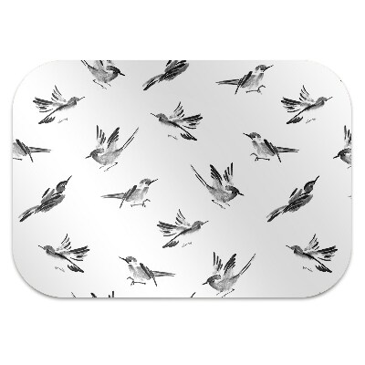 Office chair mat painted sparrows