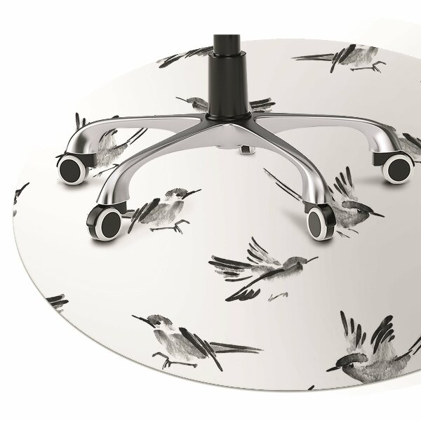 Office chair mat painted sparrows