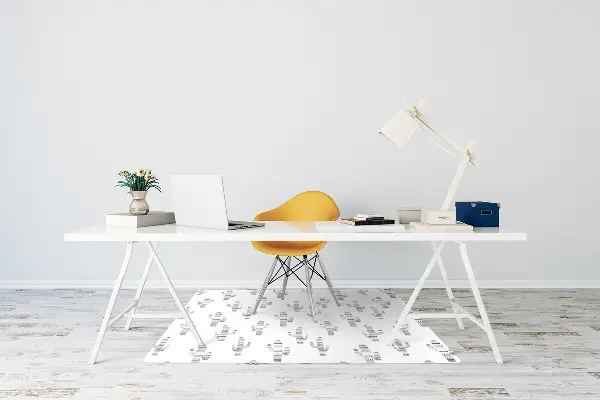 Computer chair mat Cacti black and white