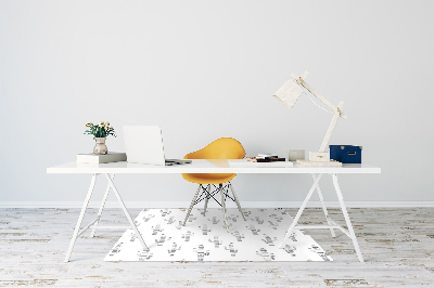 Computer chair mat Cacti black and white