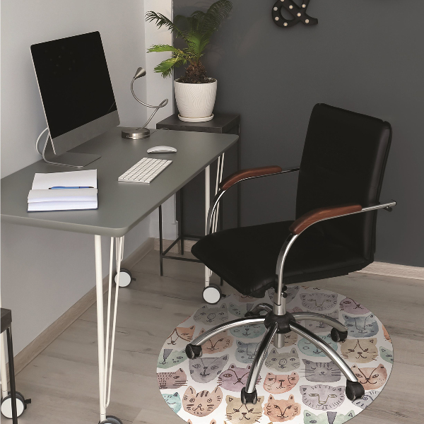 Desk chair mat cats watercolor