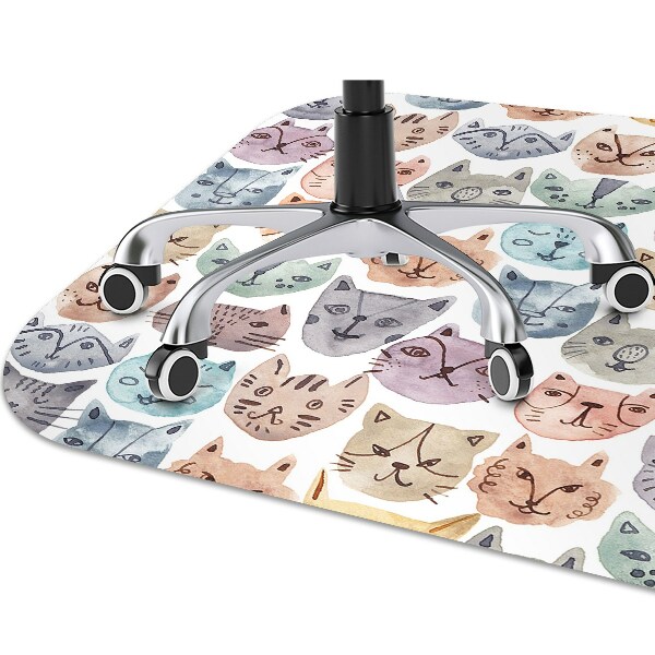 Desk chair mat cats watercolor