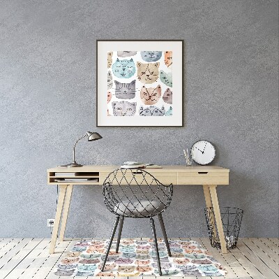 Desk chair mat cats watercolor