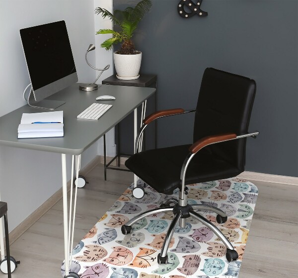 Desk chair mat cats watercolor