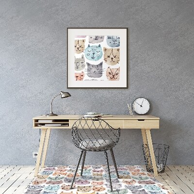 Desk chair mat cats watercolor