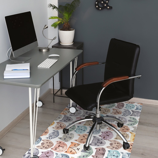 Desk chair mat cats watercolor