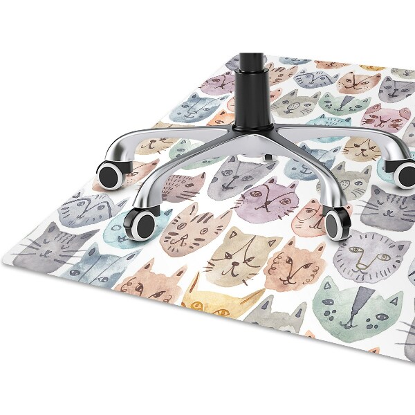 Desk chair mat cats watercolor