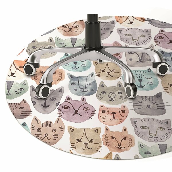 Desk chair mat cats watercolor