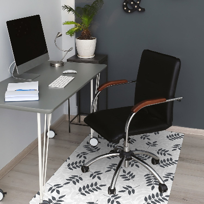 Chair mat Black and gray leaves