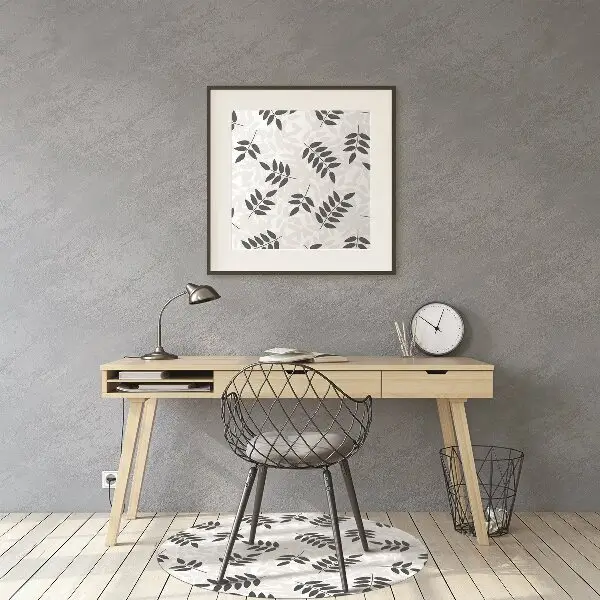 Chair mat Black and gray leaves