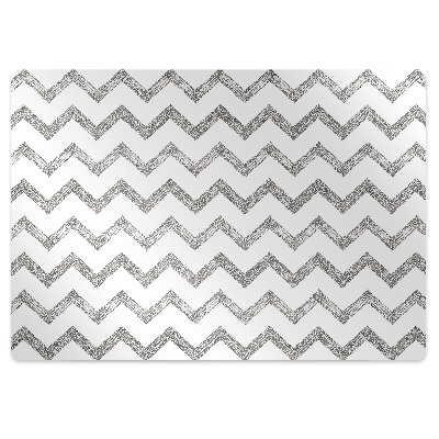 Office chair mat silver zigzags