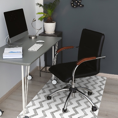 Office chair mat silver zigzags