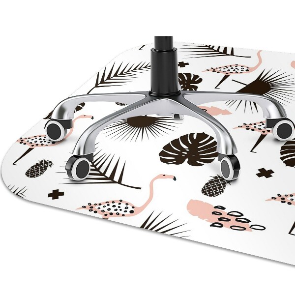 Office chair mat Leaves and flamingos