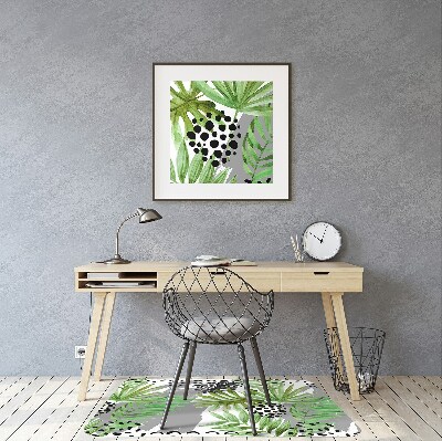 Office chair mat tropical leaves