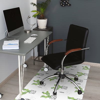 Office chair mat green cacti