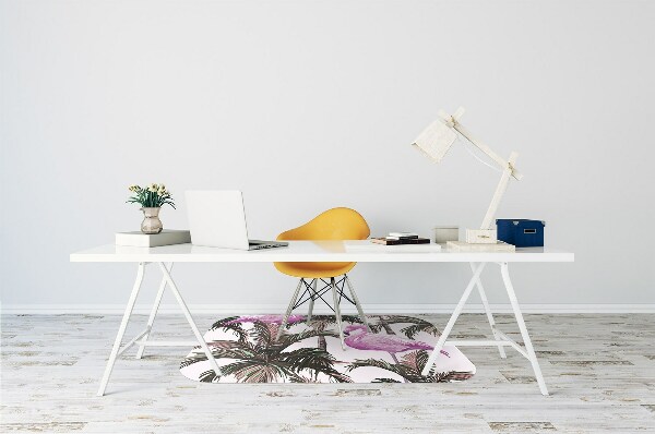 Office chair floor protector Flamingos in the palms