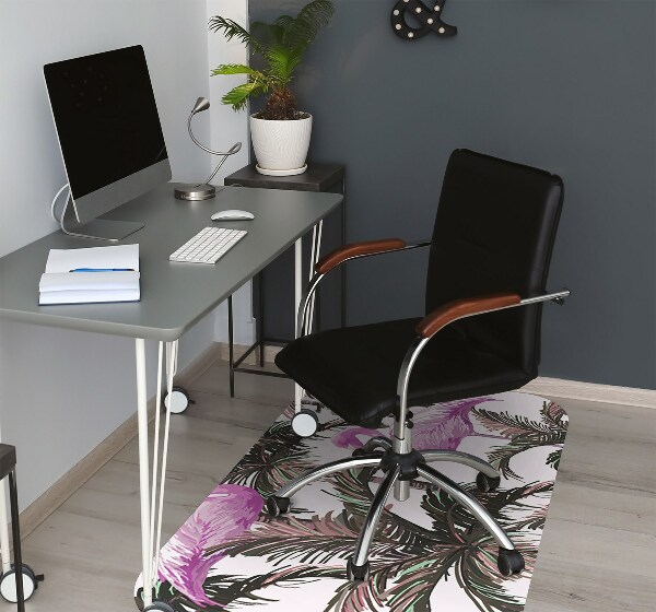 Office chair floor protector Flamingos in the palms