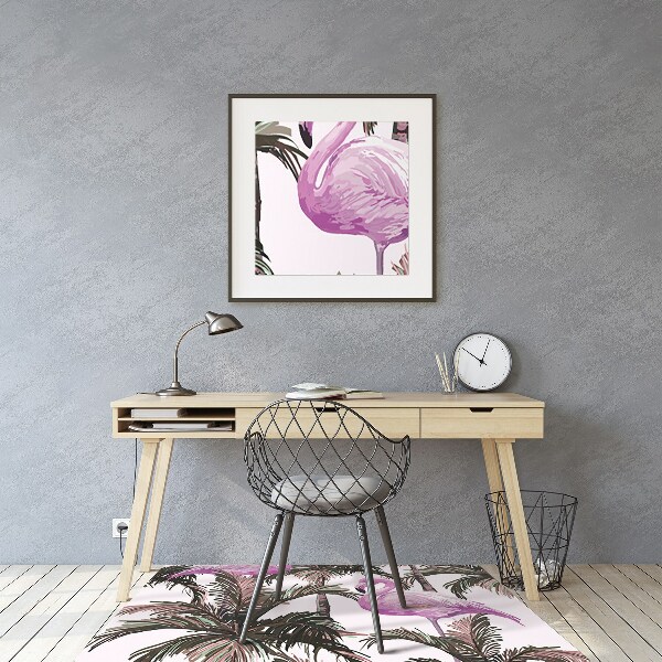 Office chair floor protector Flamingos in the palms
