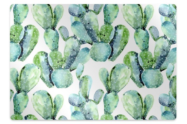 Office chair mat watercolor cactus