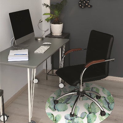 Office chair mat watercolor cactus