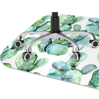 Office chair mat watercolor cactus