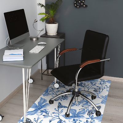 Office chair mat blue flowers