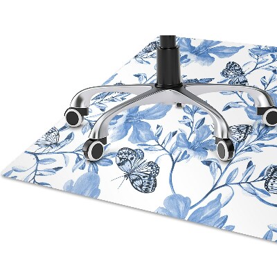 Office chair mat blue flowers