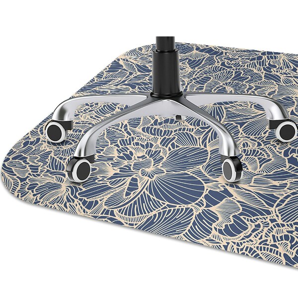 Office chair mat blue flower