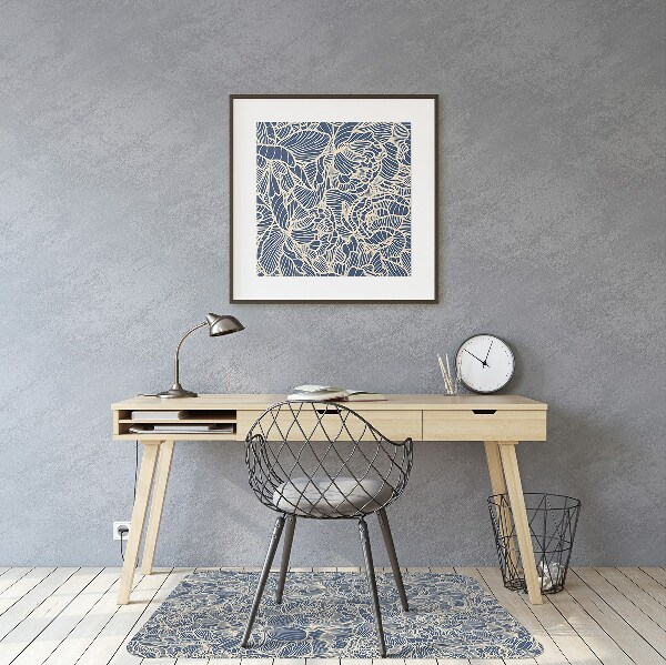 Office chair mat blue flower