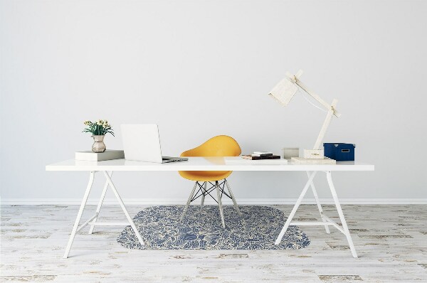Office chair mat blue flower