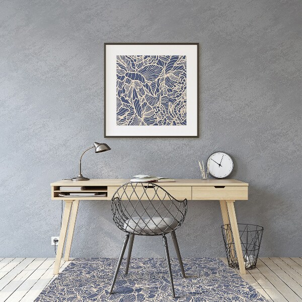 Office chair mat blue flower