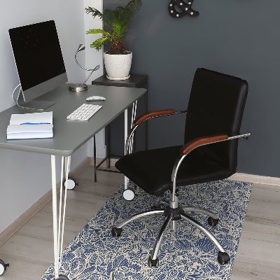 Office chair mat blue flower